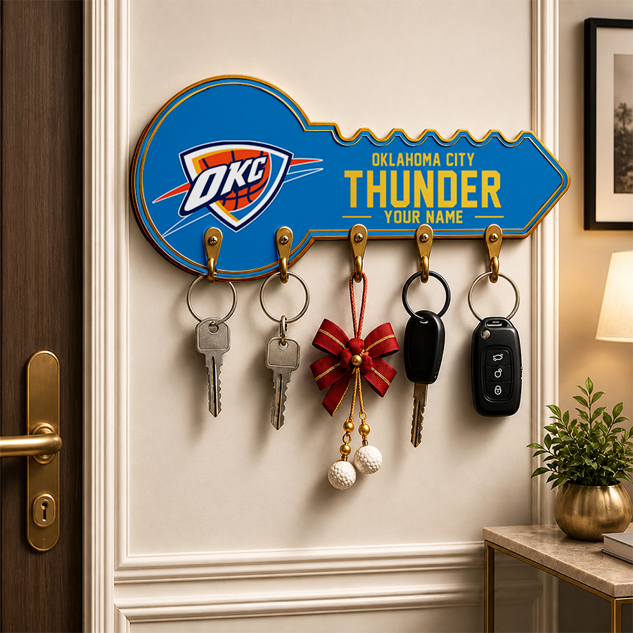 [HOT DEAL] NEW CUSTOMIZED NBA01 OCT OKLAHOMA CITY THUNDERWALL KEY HOLDER FOR HOME