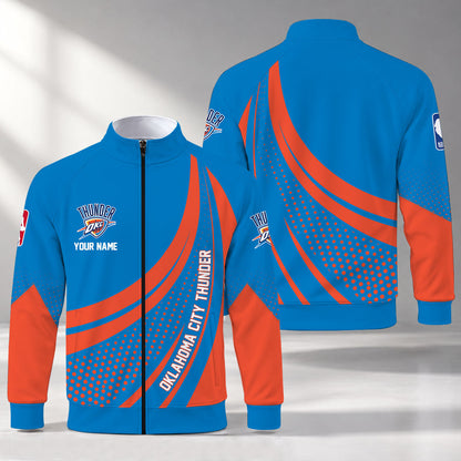 [HOT DEAL] NEW CUSTOMIZED NBA01 OCT OKLAHOMA CITY THUNDER STAND COLLAR JACKET