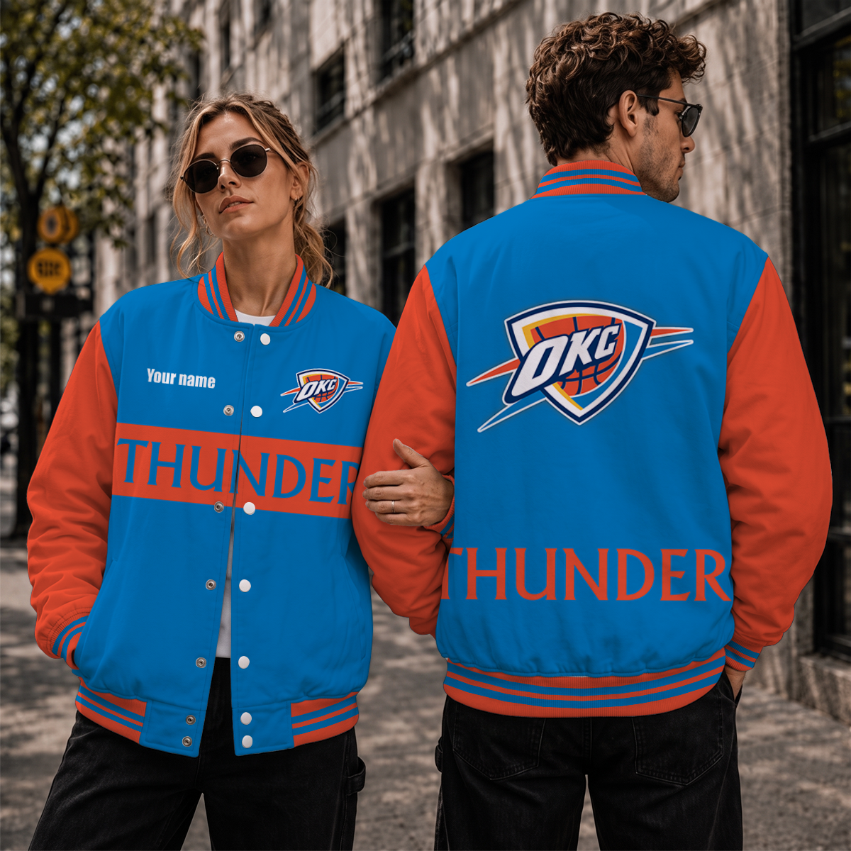 [HOT DEAL] NEW CUSTOMIZED NBA01 OCT OKLAHOMA CITY THUNDER BASEBALL JACKET, SATIN VARSITY JACKET