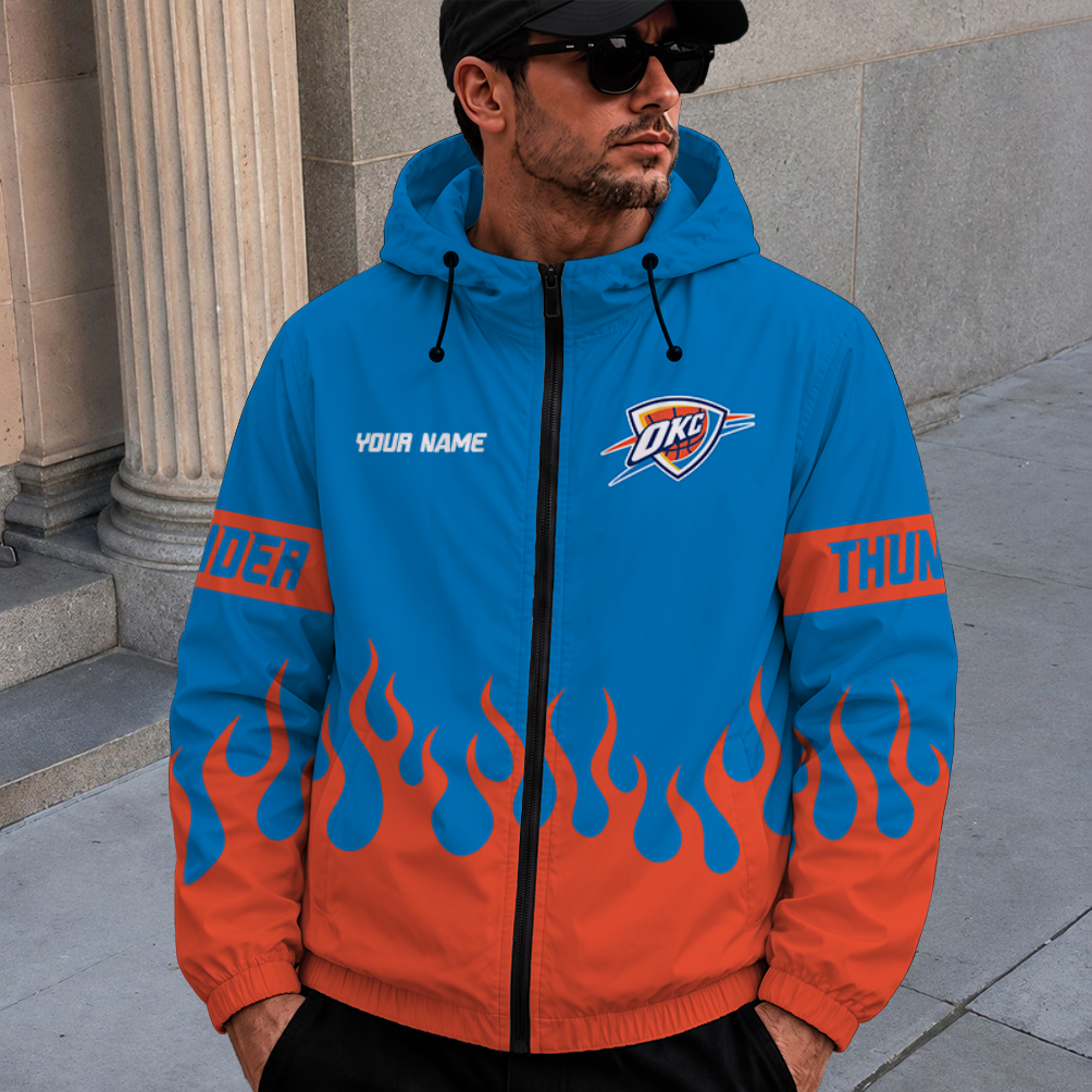[HOT DEAL] NEW CUSTOMIZED NBA01 OCT OKLAHOMA CITY THUNDER WINDBREAKER JACKET