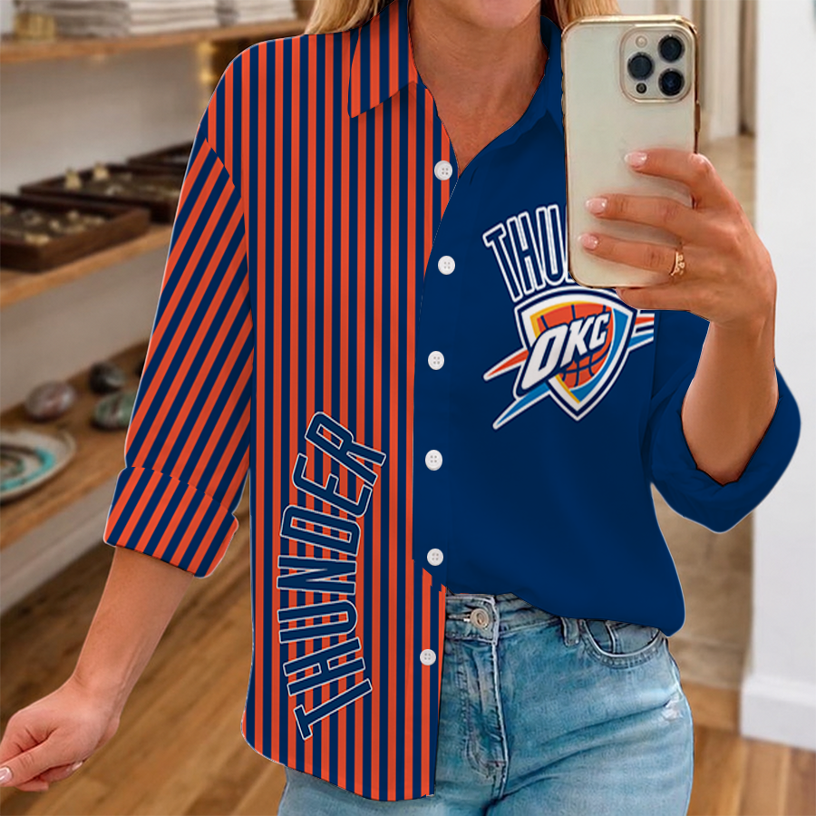 [HOT DEAL] NEW CUSTOMIZED NBA01 OCT OKLAHOMA CITY THUNDER WOMEN CASUAL SHIRT FOR FAN