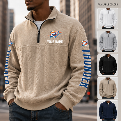 [HOT DEAL] NEW CUSTOMIZED NBA01 OCT OKLAHOMA CITY THUNDER MULTICOLOR QUARTER-ZIP SWEATSHIRT