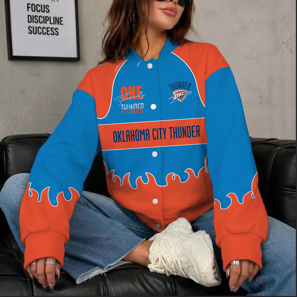 [HOT DEAL] NEW CUSTOMIZED NBA01 OCT OKLAHOMA CITY THUNDER BASEBALL JACKET, SATIN VARSITY JACKET
