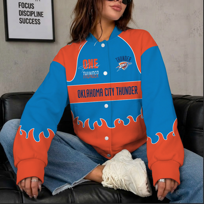 [HOT DEAL] NEW CUSTOMIZED NBA01 OCT OKLAHOMA CITY THUNDER BASEBALL JACKET, SATIN VARSITY JACKET