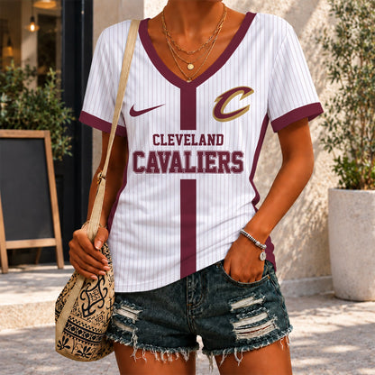 [HOT DEAL] NEW CUSTOMIZED NBA02 CCA CLEVELAND CAVALIERS V-NECK FEMALE SHIRT