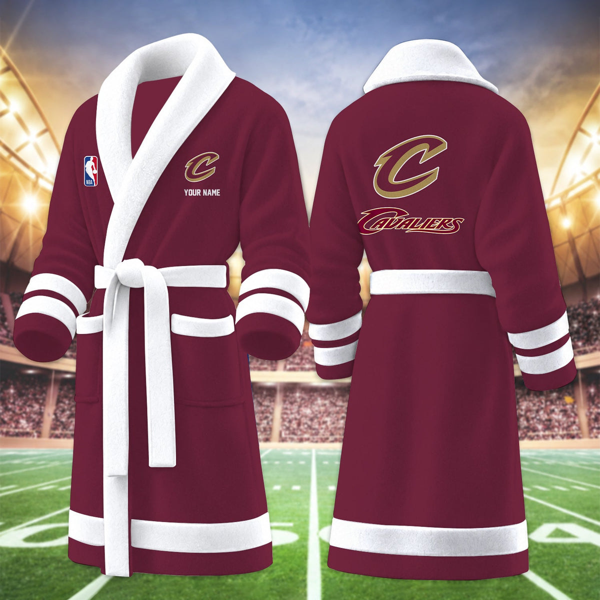 [HOT DEAL] NEW CUSTOMIZED NBA02 CCA CLEVELAND CAVALIERS MULTICOLOR FLEECE BATHROBE