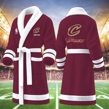 [HOT DEAL] NEW CUSTOMIZED NBA02 CCA CLEVELAND CAVALIERS MULTICOLOR FLEECE BATHROBE