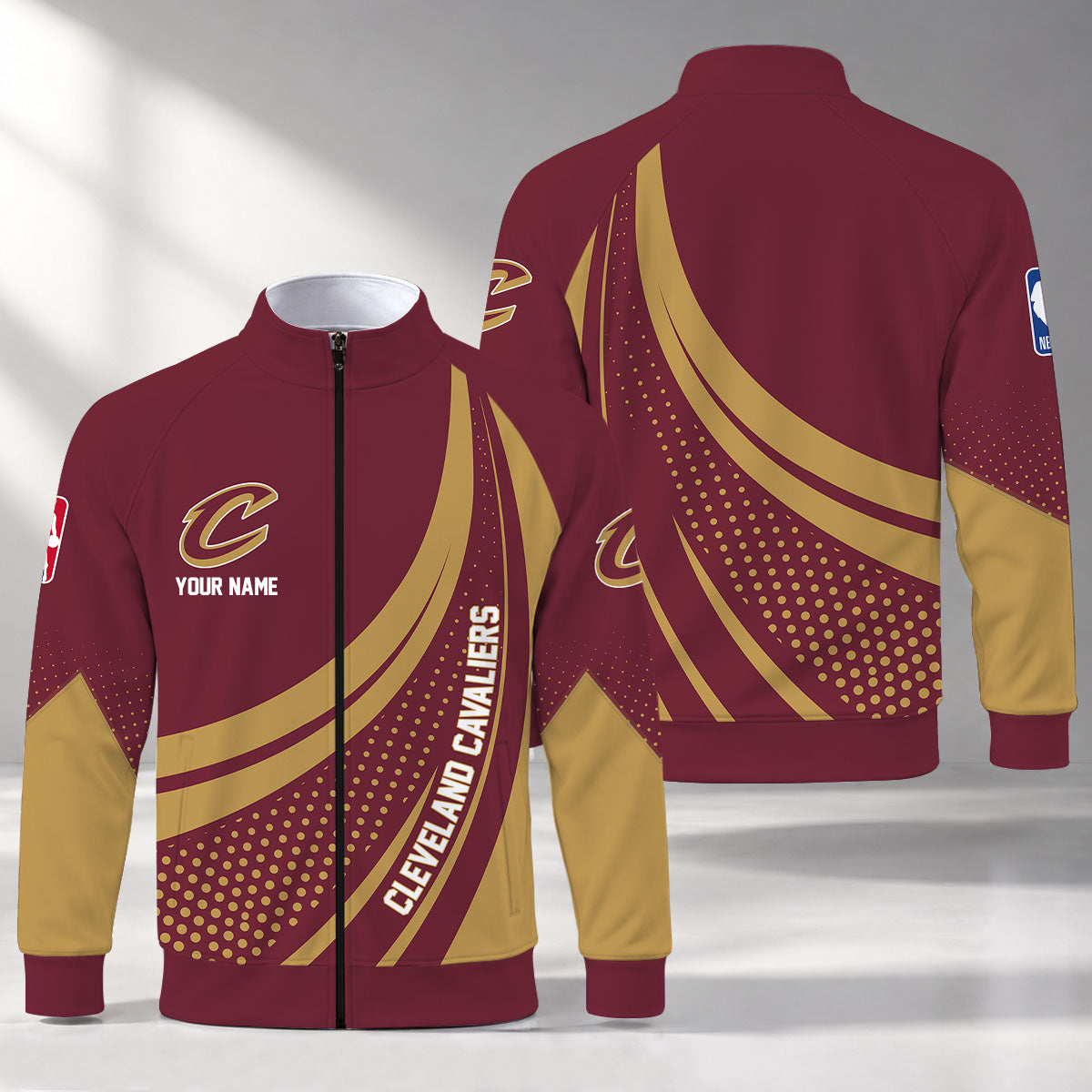 [HOT DEAL] NEW CUSTOMIZED NBA02 CCA CLEVELAND CAVALIERS STAND COLLAR JACKET