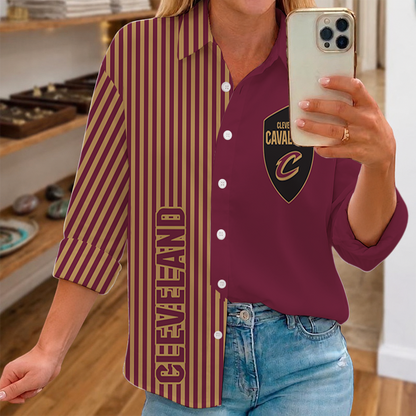 [HOT DEAL] NEW CUSTOMIZED NBA02 CCA CLEVELAND CAVALIERS WOMEN CASUAL SHIRT FOR FAN