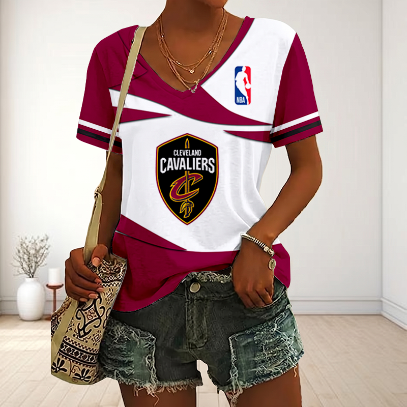 [HOT DEAL] NEW CUSTOMIZED NBA02 CCA CLEVELAND CAVALIERS V-NECK FEMALE SHIRT