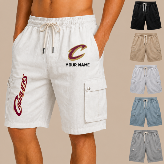 [HOT DEAL] NEW CUSTOMIZED NBA02 CCA CLEVELAND CAVALIERS MEN'S DRAWSTRING CARGO SHORTS