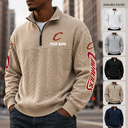 [HOT DEAL] NEW CUSTOMIZED NBA02 CCA CLEVELAND CAVALIERS MULTICOLOR QUARTER-ZIP SWEATSHIRT