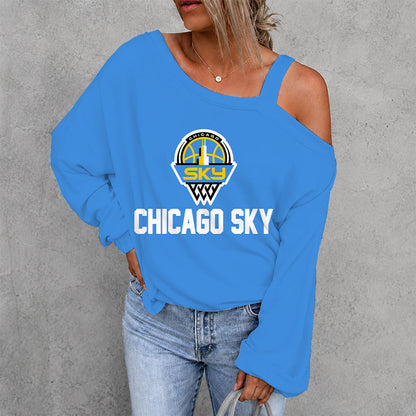 [FAN FAVORITE] NEW CUSTOMIZED WNBA02 CCS CHICAGO SKY WOMEN'S OFF-SHOULDER LONG SLEEVE SHIRT