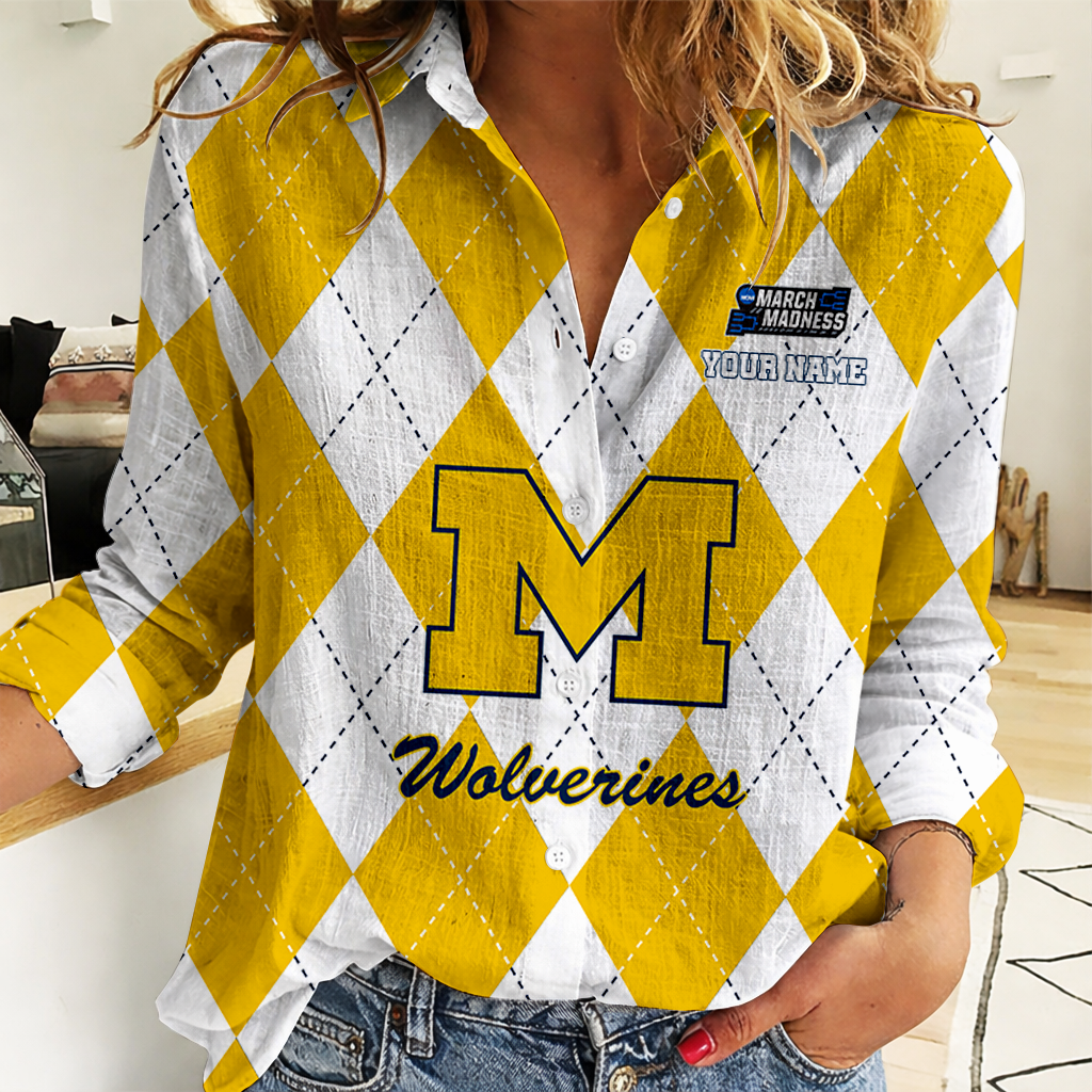 LIMITED DROP - NEW CUSTOMIZED | NCAA MAM02 MIW MI WOLVERINES WOMEN CASUAL SHIRT FOR FAN