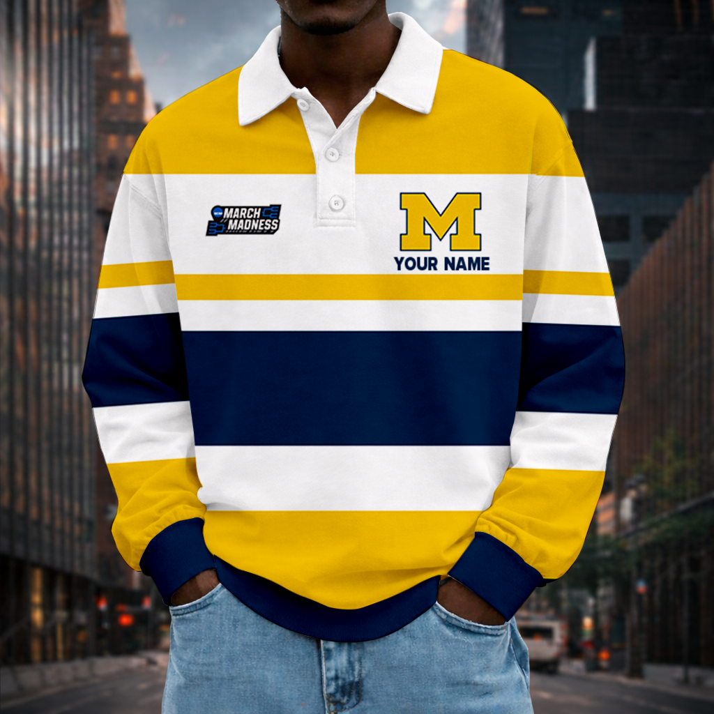 MEGA SALE - NEW CUSTOMIZED MAM NCAA02 MIW MI WOLVERINES UNISEX LONG SLEEVE POLO