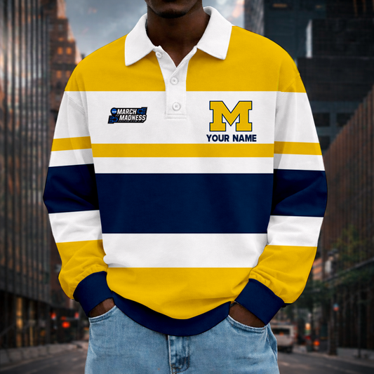 MEGA SALE - NEW CUSTOMIZED MAM NCAA02 MIW MI WOLVERINES UNISEX LONG SLEEVE POLO