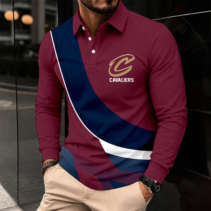 [HOT DEAL] NEW CUSTOMIZED NBA02 CCA CLEVELAND CAVALIERS MEN LONG SLEEVE POLO