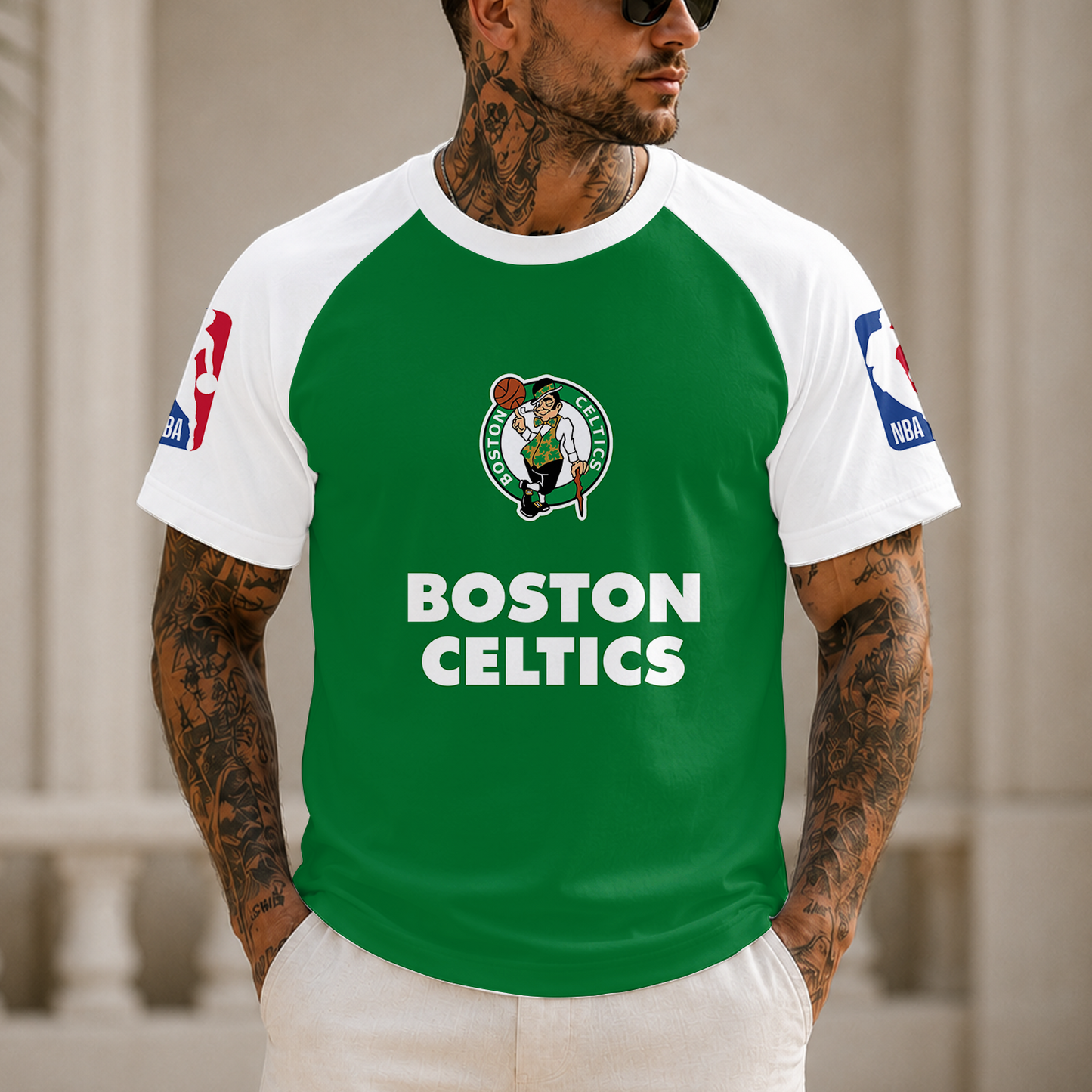 [HOT DEAL] NEW CUSTOMIZED NBA03 BCE BOSTON CELTICS RAGLAN TEE