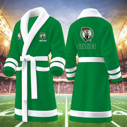 [HOT DEAL] NEW CUSTOMIZED NBA03 BCE BOSTON CELTICS MULTICOLOR FLEECE BATHROBE