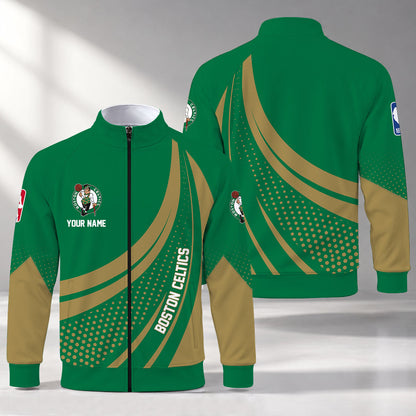 [HOT DEAL] NEW CUSTOMIZED NBA03 BCE BOSTON CELTICS STAND COLLAR JACKET