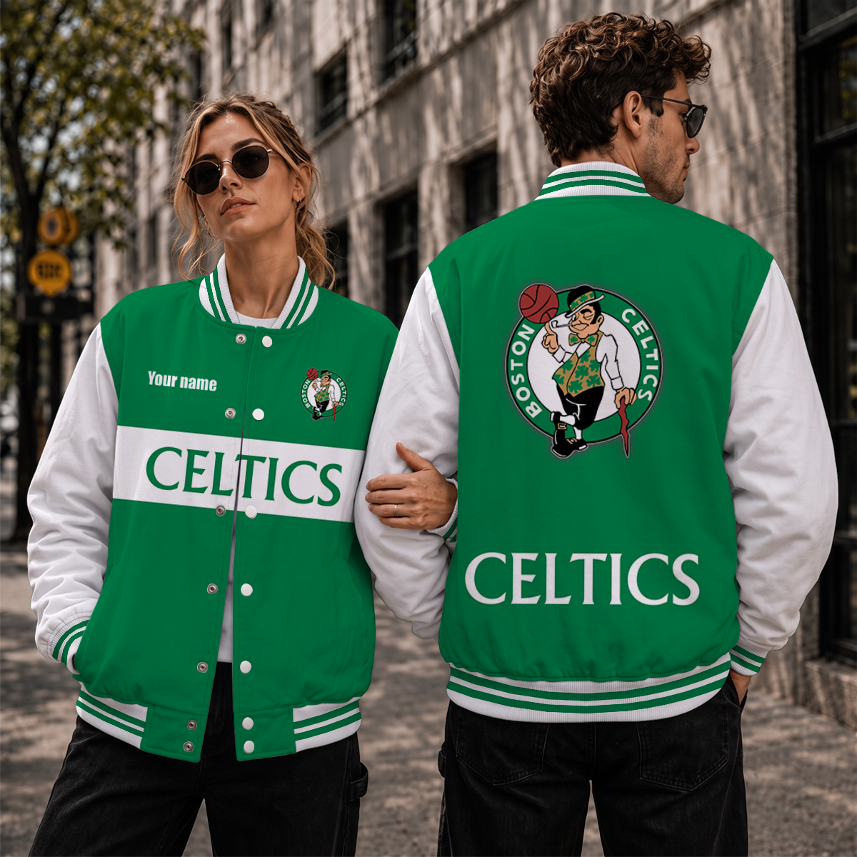 [HOT DEAL] NEW CUSTOMIZED NBA03 BCE BOSTON CELTICS BASEBALL JACKET, SATIN VARSITY JACKET