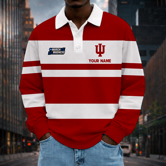 MEGA SALE - NEW CUSTOMIZED MAM NCAA03 IDH ID HOOSIERS UNISEX LONG SLEEVE POLO