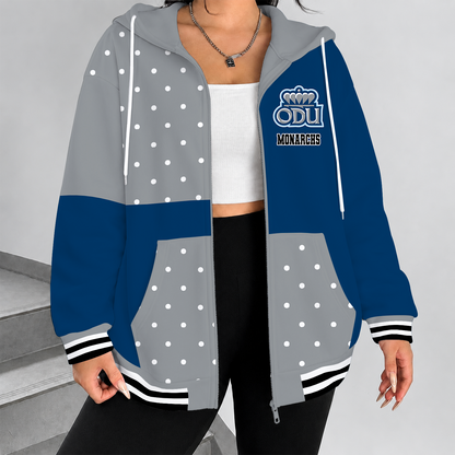 [FAN FAVORITE] NEW CUSTOMIZED NCAA CFH03 ODM OLD DOMINION MONARCHS STRAPPY ZIP HOODIE