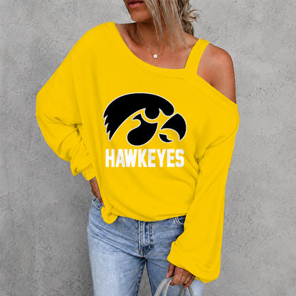 [FAN FAVORITE] NEW CUSTOMIZED NCAA CFH04 IWH IOWA HAWKEYES DROP SHOULDER SWEATSHIRT