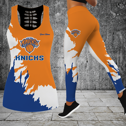 [HOT DEAL] NEW CUSTOMIZED NBA04 NYK NEW YORK KNICKS HOLLOW TANK TOP & LEGGINGS SET