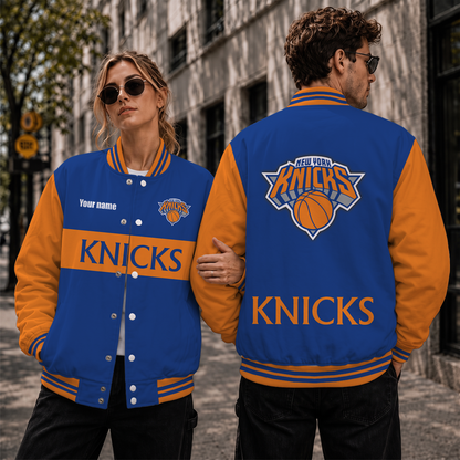 [HOT DEAL] NEW CUSTOMIZED NBA04 NYK NEW YORK KNICKS BASEBALL JACKET, SATIN VARSITY JACKET
