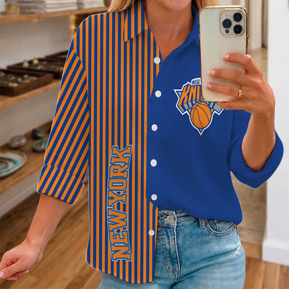 [HOT DEAL] NEW CUSTOMIZED NBA04 NYK NEW YORK KNICKS WOMEN CASUAL SHIRT FOR FAN