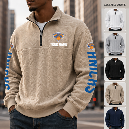 [HOT DEAL] NEW CUSTOMIZED NBA04 NYK NEW YORK KNICKS MULTICOLOR QUARTER-ZIP SWEATSHIRT