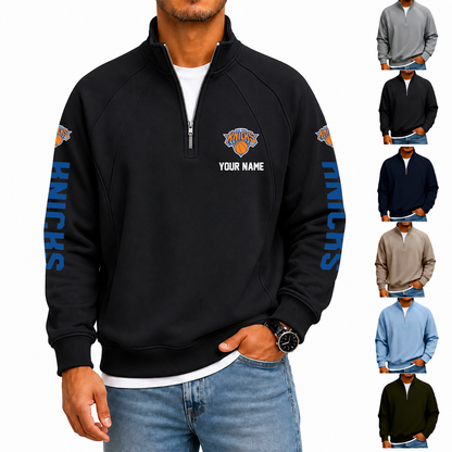 [HOT DEAL] NEW CUSTOMIZED NBA04 NYK NEW YORK KNICKS  MEN'S QUARTER ZIP PULLOVER