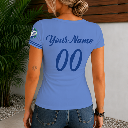 [HOT DEAL] NEW CUSTOMIZED NBA05 MTW MINNESOTA TIMBERWOLVES  WOMEN'S SHORT SLEEVE HENLEY T-SHIRT
