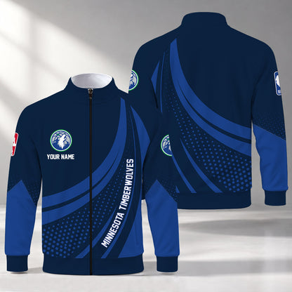 [HOT DEAL] NEW CUSTOMIZED NBA05 MTW MINNESOTA TIMBERWOLVES STAND COLLAR JACKET