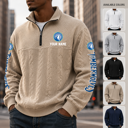 [HOT DEAL] NEW CUSTOMIZED NBA05 MTW MINNESOTA TIMBERWOLVES MULTICOLOR QUARTER-ZIP SWEATSHIRT