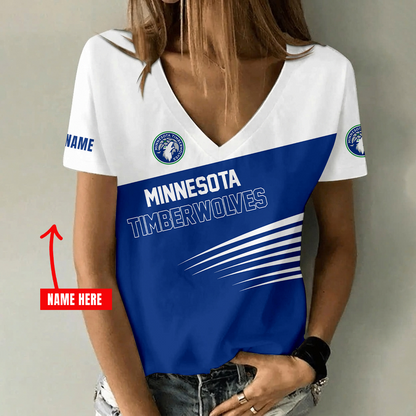 [HOT DEAL] NEW CUSTOMIZED NBA05 MTW MINNESOTA TIMBERWOLVES V-NECK FEMALE SHIRT