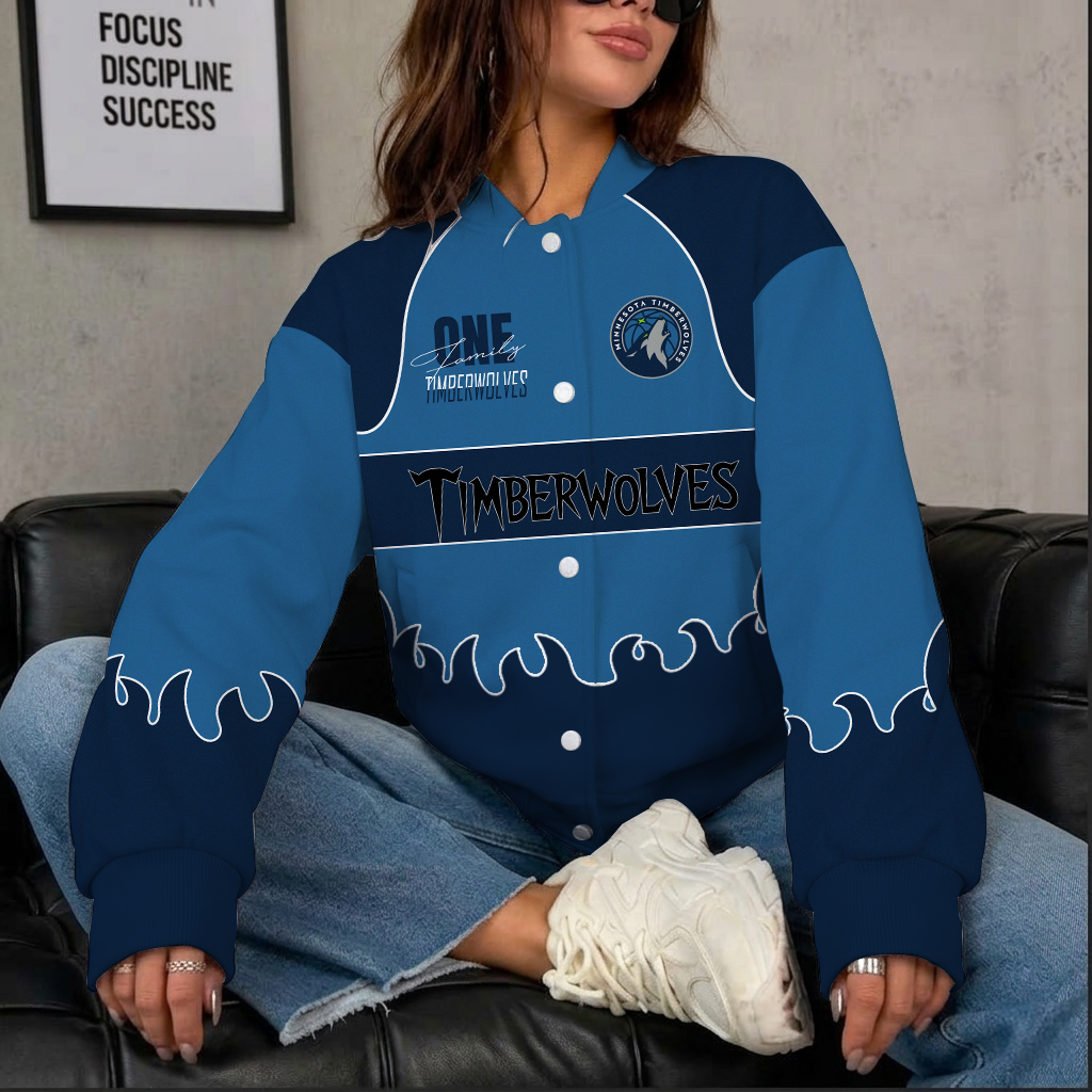 [HOT DEAL] NEW CUSTOMIZED NBA05 MTW MINNESOTA TIMBERWOLVES BASEBALL JACKET, SATIN VARSITY JACKET