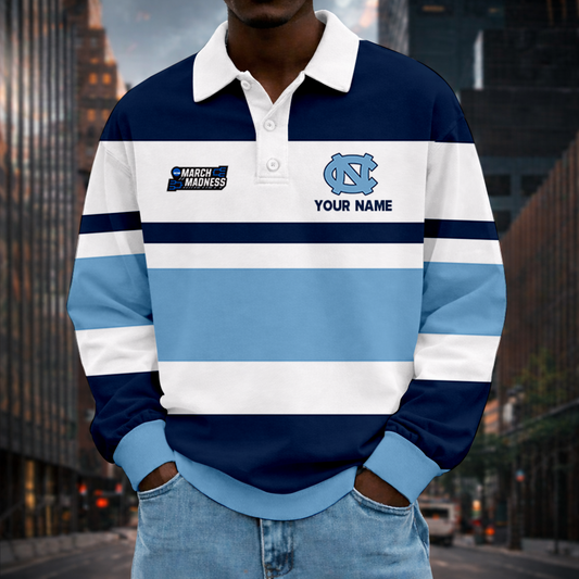 MEGA SALE - NEW CUSTOMIZED MAM NCAA05 NTH NC TAR HEELS UNISEX LONG SLEEVE POLO