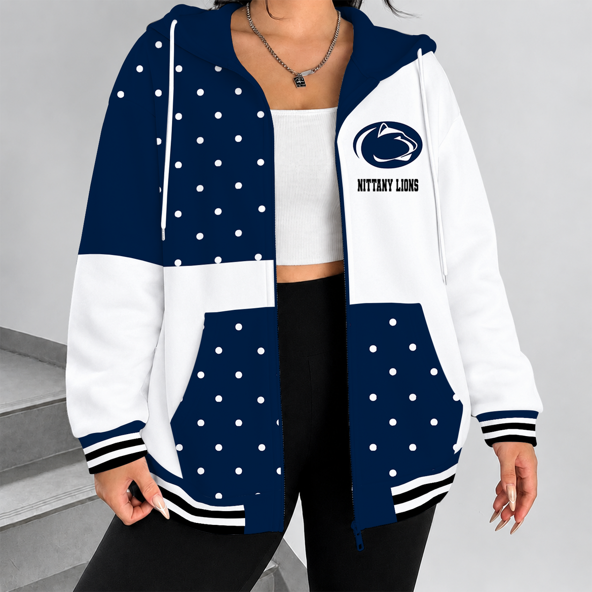 [FAN FAVORITE] NEW CUSTOMIZED NCAA CFH05 PNL PENN STATE NITTANY LIONS STRAPPY ZIP HOODIE