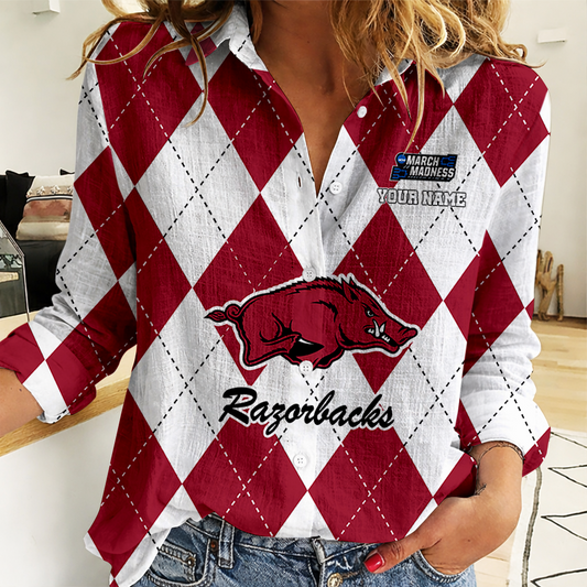 LIMITED DROP - NEW CUSTOMIZED | NCAA MAM06 AKR AK RAZORBACKS WOMEN CASUAL SHIRT FOR FAN