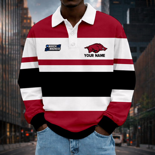 MEGA SALE - NEW CUSTOMIZED MAM NCAA06 AKR AK RAZORBACKS UNISEX LONG SLEEVE POLO