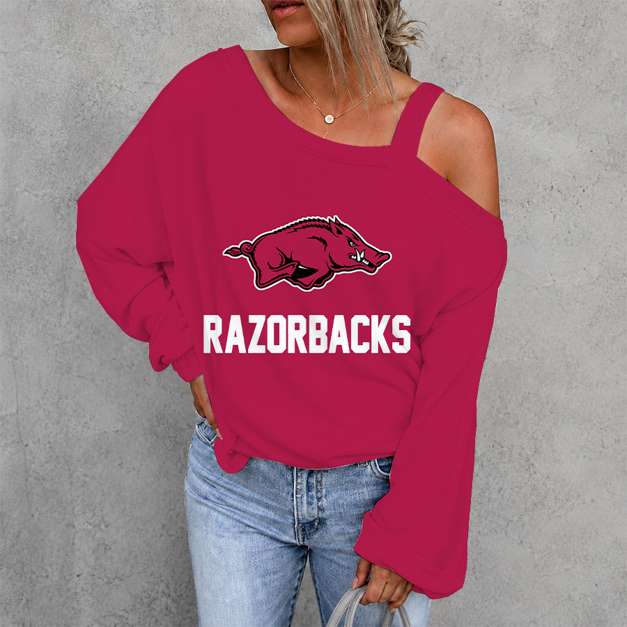 [FAN FAVORITE] NEW CUSTOMIZED NCAA MAM06 AKR ARKANSAS RAZORBACKS DROP SHOULDER SWEATSHIRT