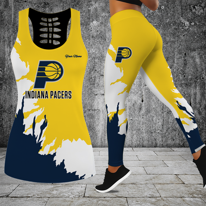 [HOT DEAL] NEW CUSTOMIZED NBA06 IPA INDIANA PACERS HOLLOW TANK TOP & LEGGINGS SET
