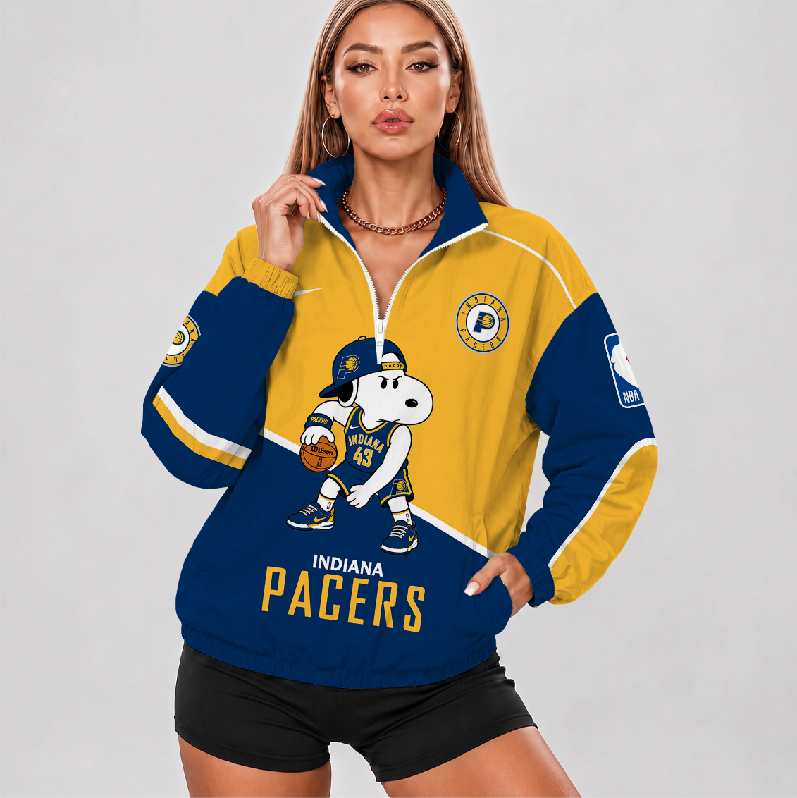 [HOT DEAL] NEW CUSTOMIZED NBA06 IPA INDIANA PACERS V-NECK ZIPPER SWEATSHIRT JACKET