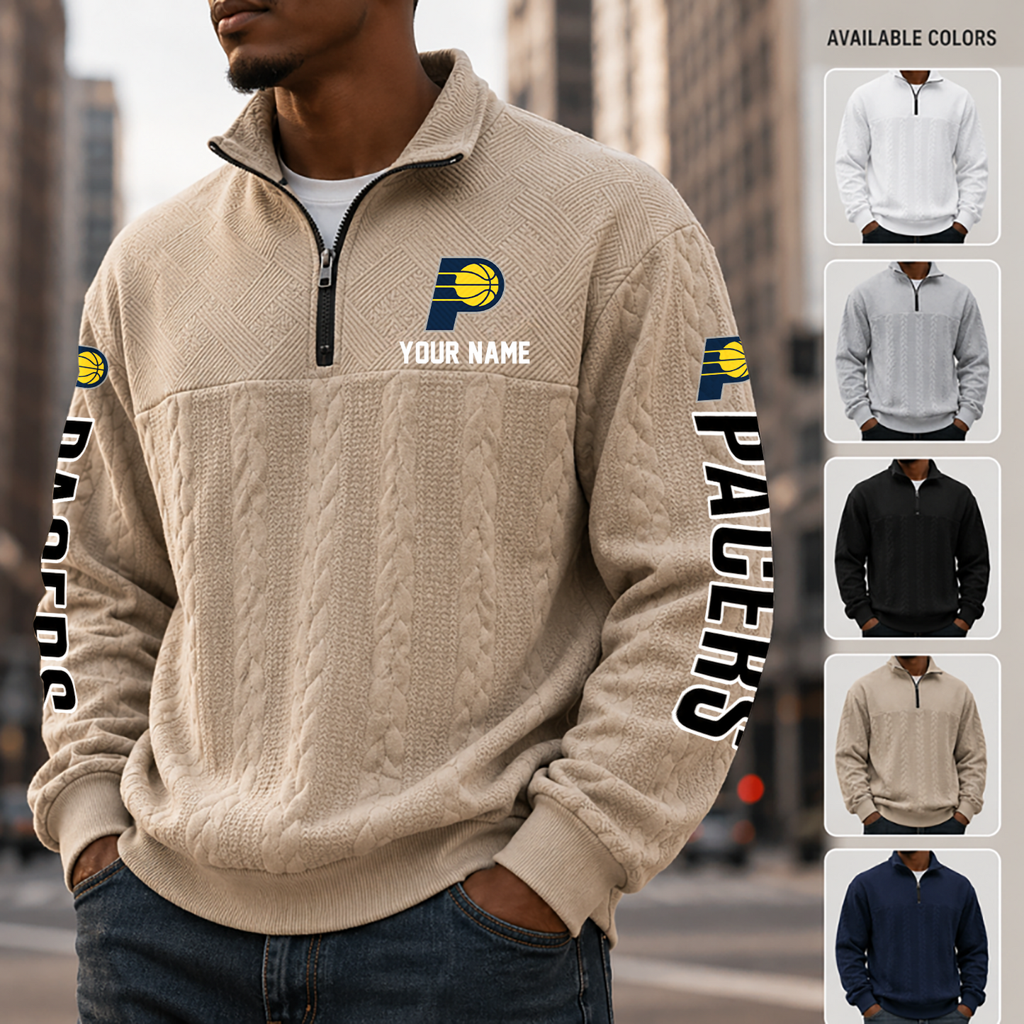 [HOT DEAL] NEW CUSTOMIZED NBA06 IPA INDIANA PACERS MULTICOLOR QUARTER-ZIP SWEATSHIRT