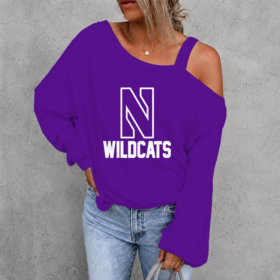 [FAN FAVORITE] NEW CUSTOMIZED NCAA CFH06 NOW NORTHWESTERN WILDCATS DROP SHOULDER SWEATSHIRT