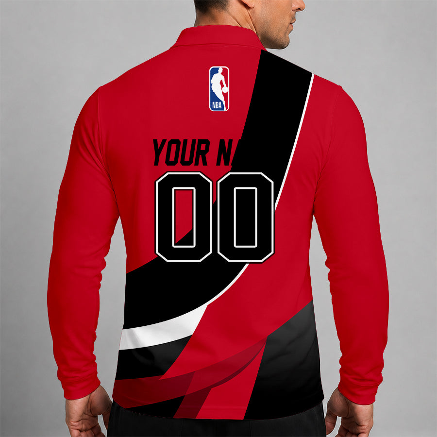 [HOT DEAL] NEW CUSTOMIZED NBA07 HRO HOUSTON ROCKETS MEN LONG SLEEVE POLO
