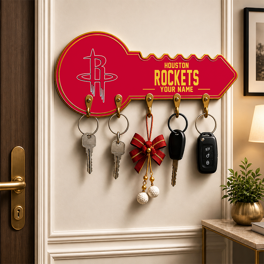 [HOT DEAL] NEW CUSTOMIZED NBA07 HRO HOUSTON ROCKETS WALL KEY HOLDER FOR HOME