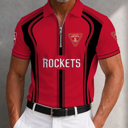 [HOT DEAL] NEW CUSTOMIZED NBA07 HRO HOUSTON ROCKETS ZIP POLO SHIRT